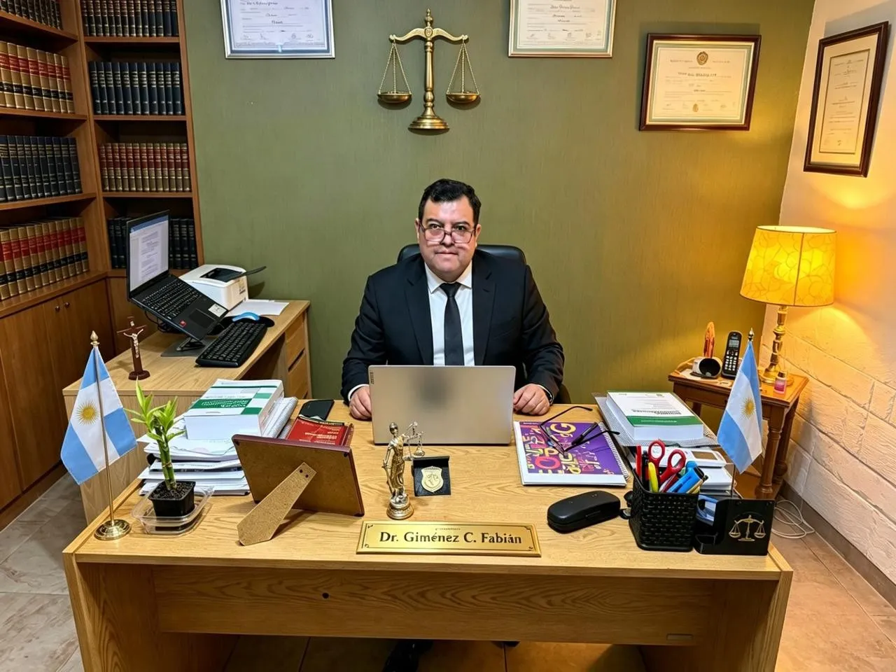 Dr. Fabián Ceferino Giménez en su estudio jurídico de San Luis